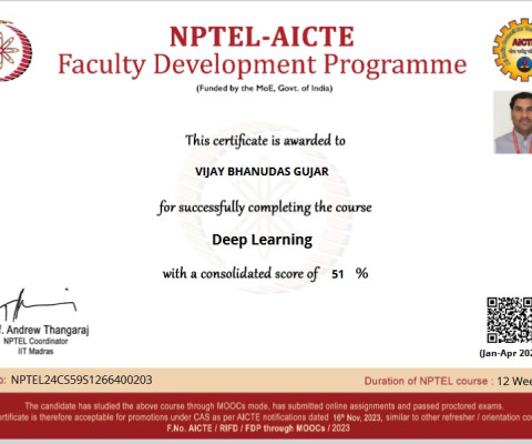 NPTEL FDP Certificate- Deep Learning