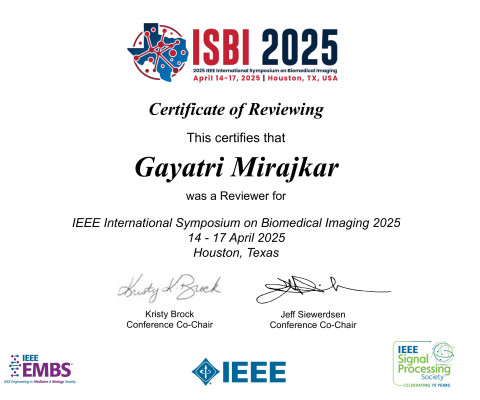 Reviewer Certificate for ISBI 2025